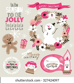 Set of Christmas design elements