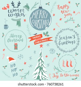 Set of Christmas design elements