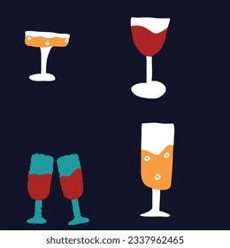 Set Weihnachtsgestalterelemente im Dodle-Stil