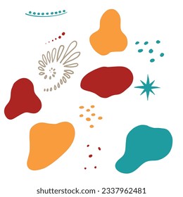 Set of christmas design elements in doodle style