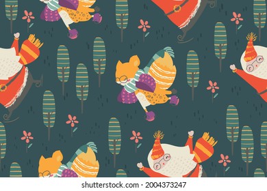 Set of Christmas design elements Seamless Pattern Christmas tree and element.