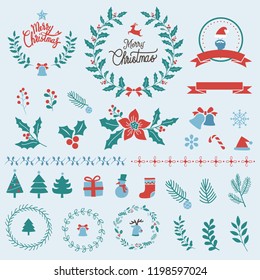 Set of Christmas design elements vector