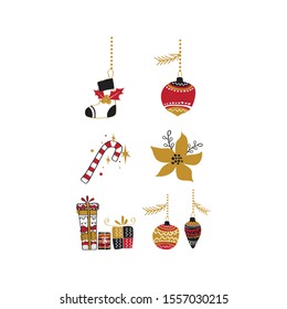 Set of christmas design elements vector 02