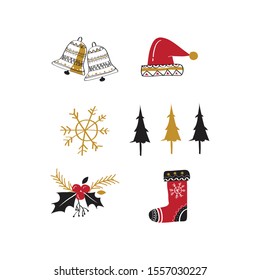 Set of christmas design elements vector 01