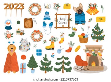 Set of Christmas design elements. Vector illustartion	