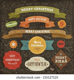 Set of Christmas design elements for Xmas art