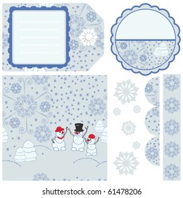 Set of Christmas design frames and stickers