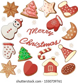 Set of Christmas desserts.All the elements of imitation of hand-drawing.Festive items can be used for wrapping paper as a menu for cafes and various printing.