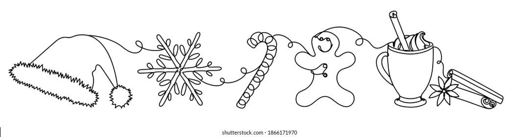 Set of christmas details in a linear style. 