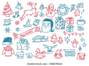 Set Of Christmas Doodle