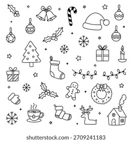 Conjunto de doodle de Navidad lindo