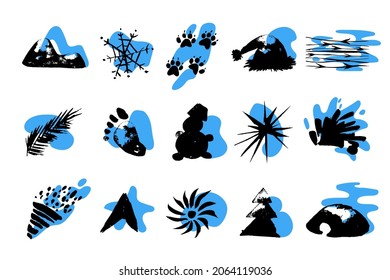 Establece la ilustración vectorial de diseño de doodle de Navidad. Concepto colección de iconos de silueta de invierno. Aislado sobre fondo blanco.