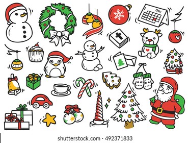 Set of Christmas doodle element