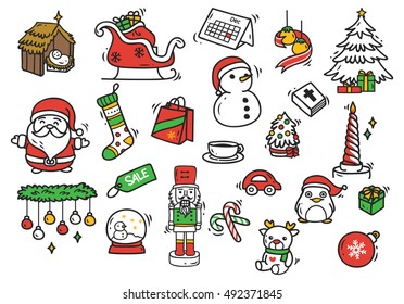 Set of Christmas doodle element