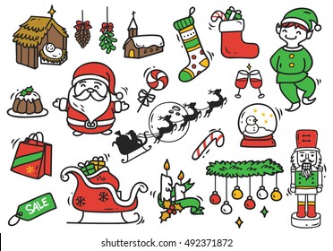 Set of Christmas doodle element