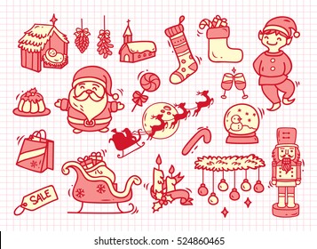 Set of Christmas doodle element