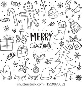 Set of Christmas doodle vector illustration