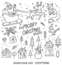 Set of Christmas doodle vector illustration