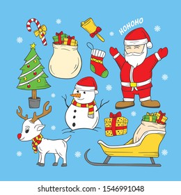 Set of Christmas doodle vector illustration