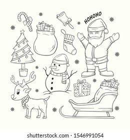 Set of Christmas doodle vector illustration