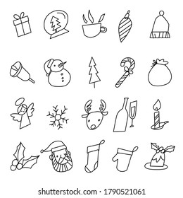 Set of Christmas doodle. Vector illustration