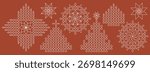 set of Christmas Dotted rangoli line art Patterns
