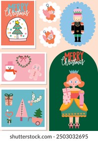 Set of Christmas element , cute stickers, Christmas tattoo,  2025, happy Christmas, cute soldiers