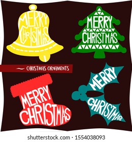 Set of Christmas element with greeting word