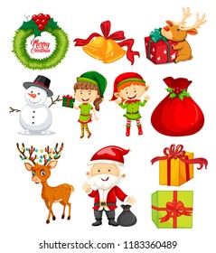 Set Christmas Element Illustration Stock Vector (Royalty Free) 1183360489