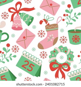 Conjunto de elementos de Navidad. Elementos decorativos de Navidad y Año Nuevo. Ilustración del vector