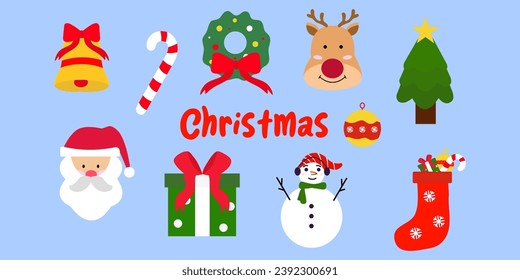 set of christmas element vector