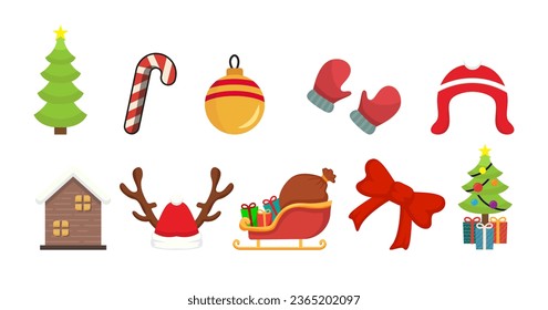 Set of christmas element vector collection