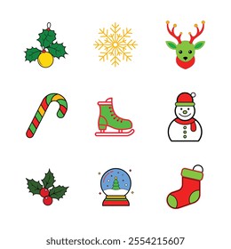 Set of Christmas element vector illustration