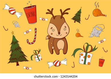 Set of christmas elements