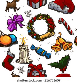 set of christmas elements