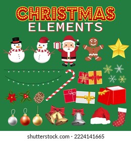 a set of christmas elements