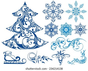 Set of Christmas elements