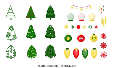 a set of Christmas elements