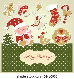 set of christmas elements