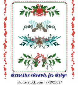 Set of Christmas elements borders