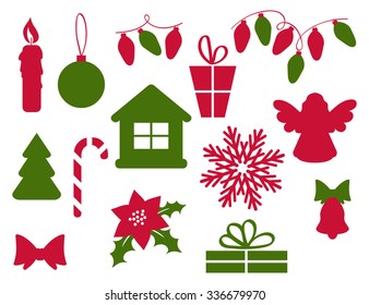 Set of Christmas elements for decor. Vector illustration