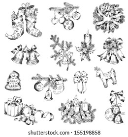 Set of Christmas Elements - for design and scrapbook - in vector