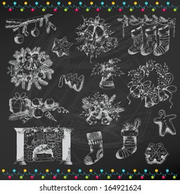 Set of Christmas Elements - for design and scrapbook - in vector