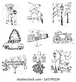 Set of Christmas Elements - for design and scrapbook - in vector