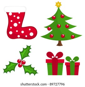 Set of Christmas elements for design. Vector illustration