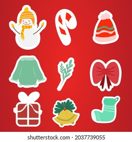 Set Christmas elements in Christmas holiday ,for content online or banner for your website and template, Simple cartoon flat style. illustration Vector EPS 10