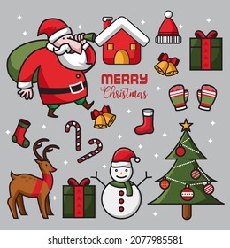 SET OF CHRISTMAS ELEMENTS ICON COLLECTION