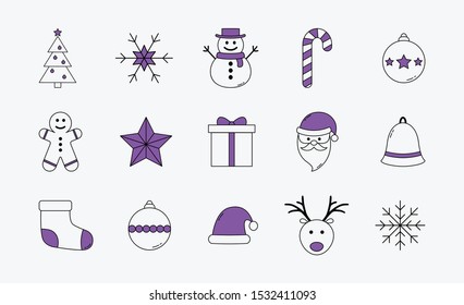 Set of Christmas elements isolated on white background. Vector