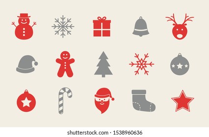 Set of Christmas elements isolated on white background. Vector