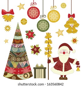  Set of Christmas elements on white background